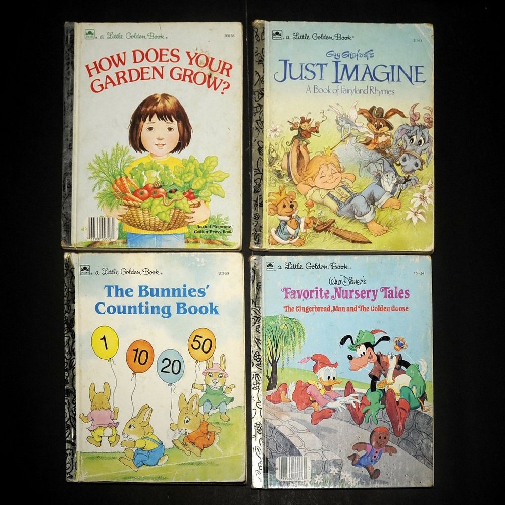 VTG Little Golden Books Lot of 4, Kids Learning Garden Rhymes Counting 70's 80's